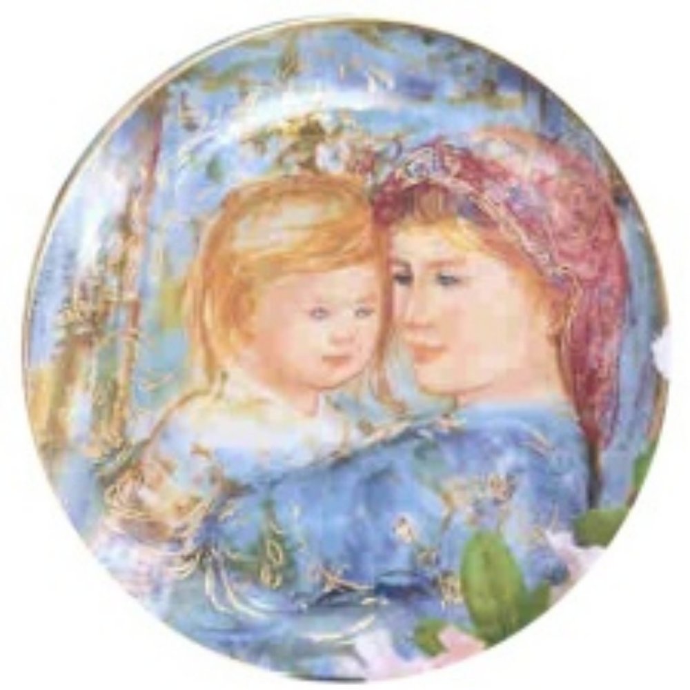 Michelle & Anna Edna Hibel Annual Mothers Day plate  1991 8 1/2" Knowles